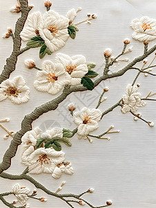 纺织花朵和树枝图片