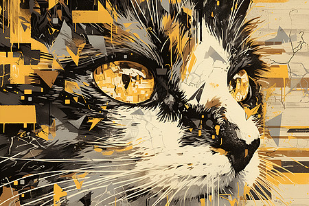海报风格创意猫咪绘画图片