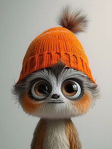 一只戴着橙色帽子的动物图片