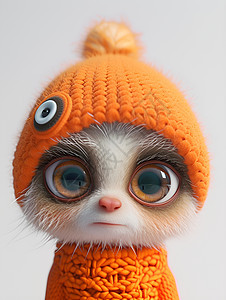 橙色帽子的小玩偶图片