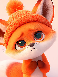 橙色帽子的小狐狸图片