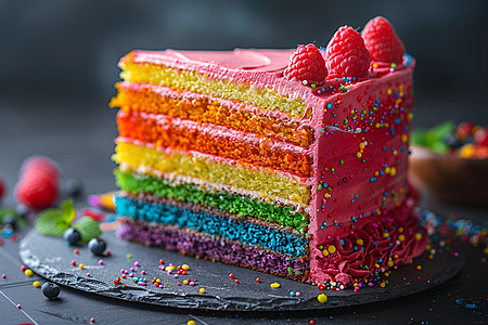 彩虹蛋糕切片图片