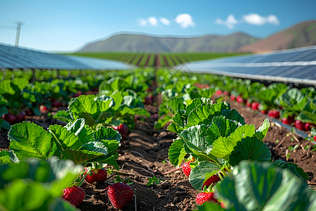 太阳能与农田的完美融合高清图片