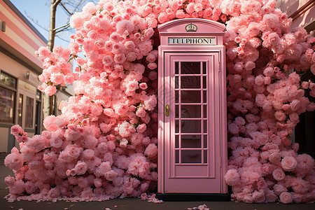 粉色电话亭图片