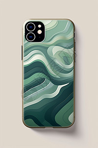 水纹图案绿色水波纹金属质感手机壳背景