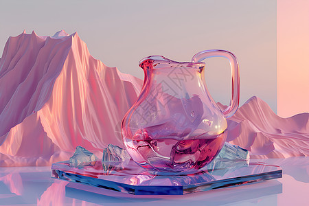 粉紫色的玻璃茶壶图片