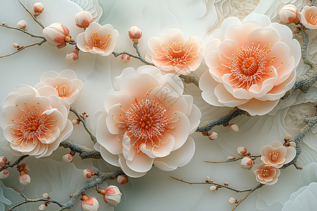 精致的刺绣梅花背景图片