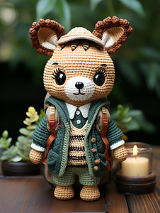 手工编织的鹿娃娃图片