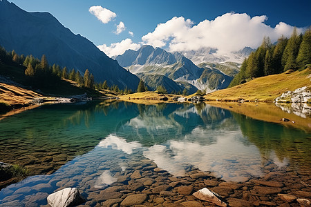 湖泊与山峦图片