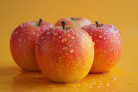桌面上甘甜的苹果图片