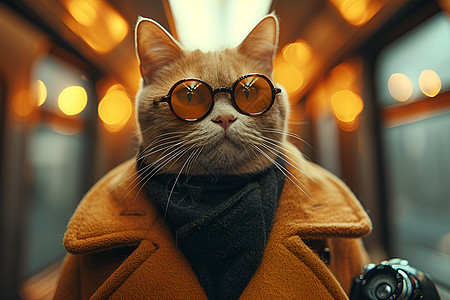 街道上时髦的小猫图片