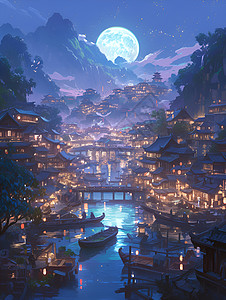 夜晚夜幕下的建筑房屋图片