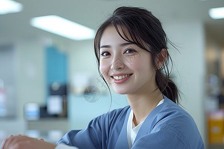 医院服务台女护士在医院里背景