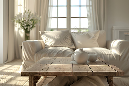 白色桌子上白色的家装沙发背景