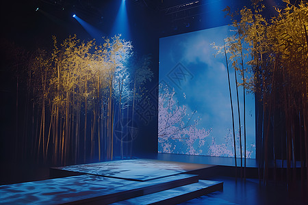 传统的竹子舞台图片