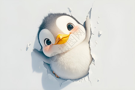 墙壁上的可爱企鹅图片