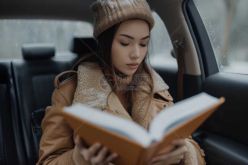 女人正在读书图片