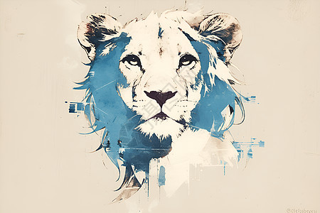水彩点缀的狮子图片