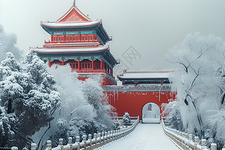 冬日旅行宫殿前冰雪覆盖的路背景