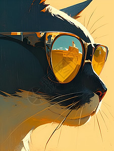 沙滩上戴着太阳镜的猫图片