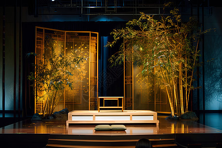 金色竹子舞台设计图片