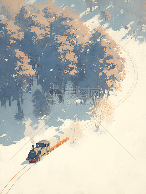雪地中的列车图片