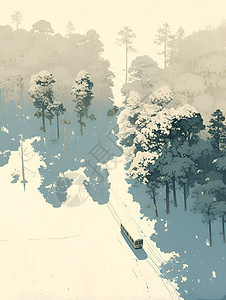白雪覆盖的荒野森林图片