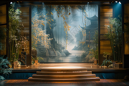 舞台上的竹子图片