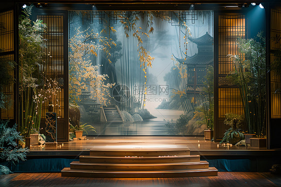 舞台上的竹子图片