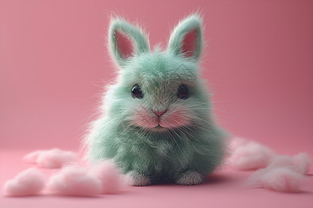 蓬松的绿色兔子图片