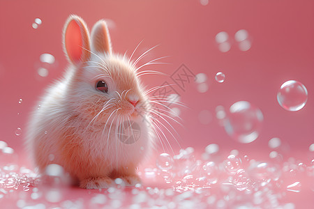 气泡中的可爱兔子图片