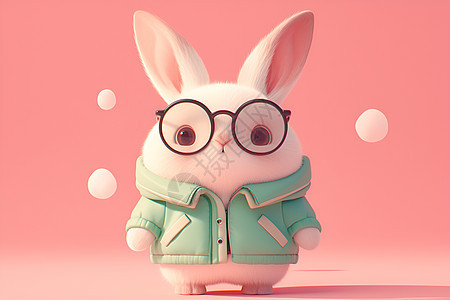 戴眼镜的兔子图片