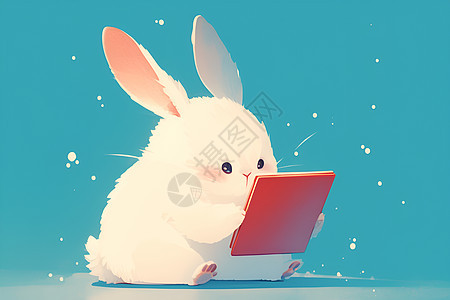 白兔与平板的互动图片