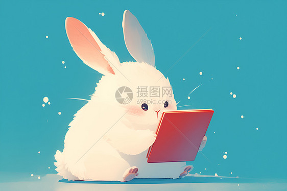 白兔与平板的互动图片