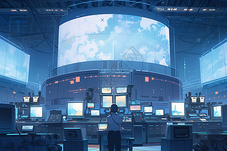 核反应堆操控室的操作者图片