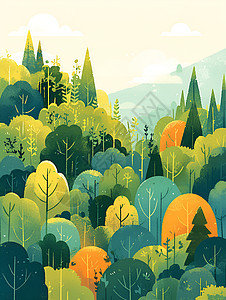 几何森林插画背景图片