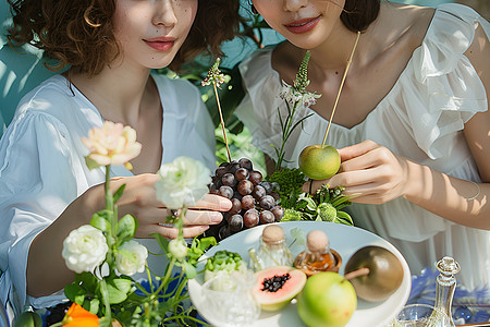 共进午餐的女人图片