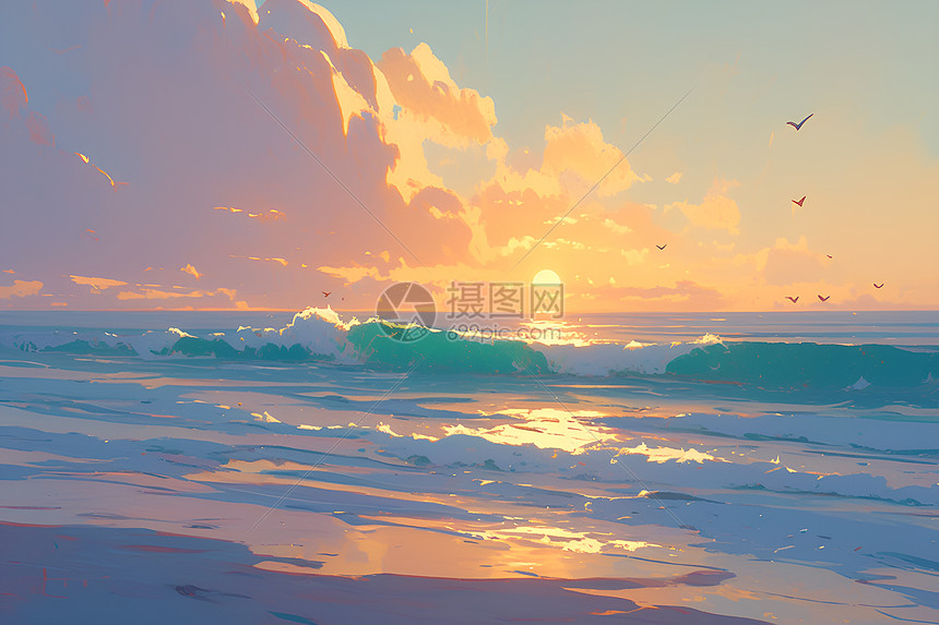 日出时分海滩的宁静图片