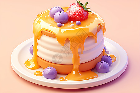 美味的草莓浆果蛋糕图片
