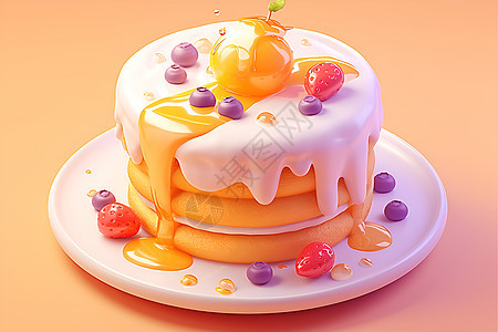 甜蜜的水果奶油蛋糕图片