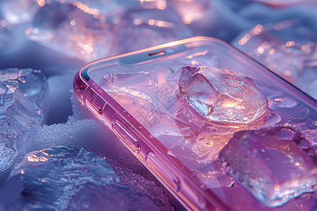 冰雪中的手机壳图片