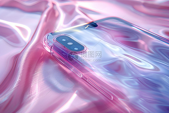 粉色丝绸上的手机壳图片