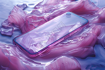 粉色岩石上的手机壳图片