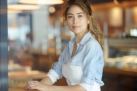 餐厅里就餐的女性图片