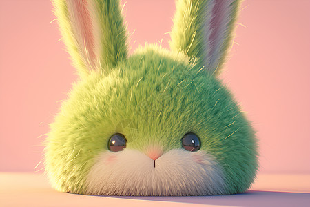 欢快的绿色棉花糖兔图片