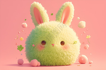 粉色背景下的小兔子图片