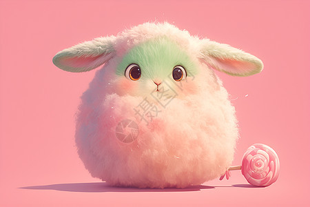 一个蓬松的棉花糖兔子图片