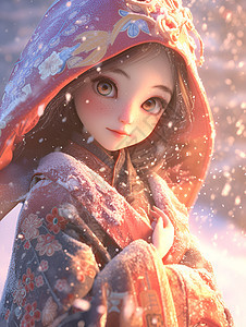 坐在雪地里的女子图片