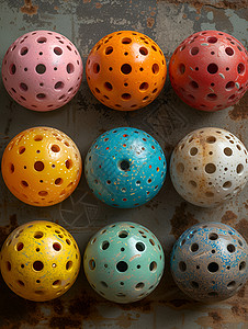 九颗色彩鲜艳的球图片