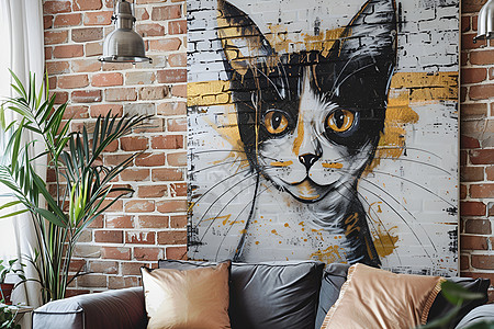 猫元素猫咪墙壁艺术背景
